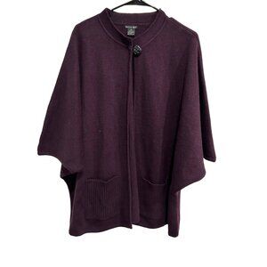 Tally-Ho Womens Purple Knit Cape Button Closure Pockets Sz 2X
